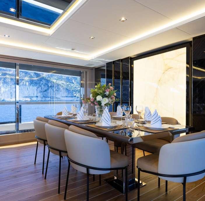 The stunning 109-foot motor yacht Dopamine is sleek and stylish with elegant, powerful lines. Sportier, faster and more efficient than other yachts.