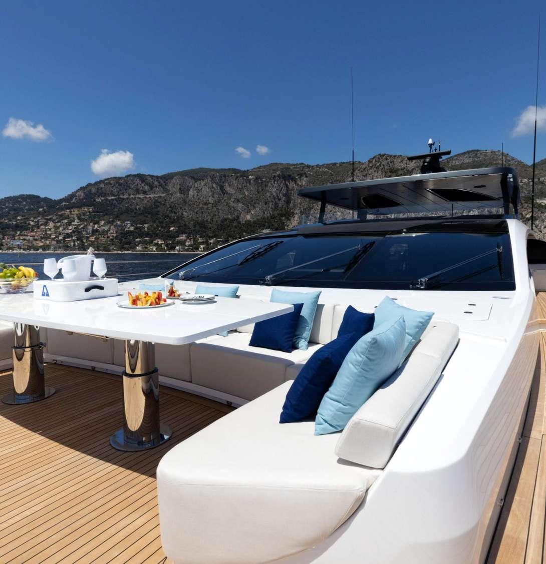 The stunning 109-foot motor yacht Dopamine is sleek and stylish with elegant, powerful lines. Sportier, faster and more efficient than other yachts.
