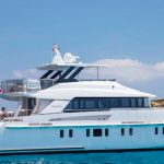 Enjoy the waters of the Balearic Islands on board of the Sea Story Vanquish 82. Perfect for up to nine guests in four luxurious cabins.