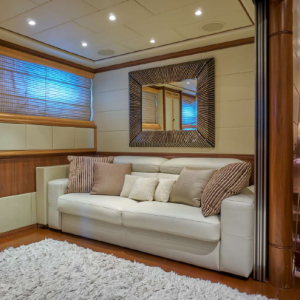 More than a Yacht - a lifestyle dream. Shane, a high performance super yacht with stabilisers at anchor underway.