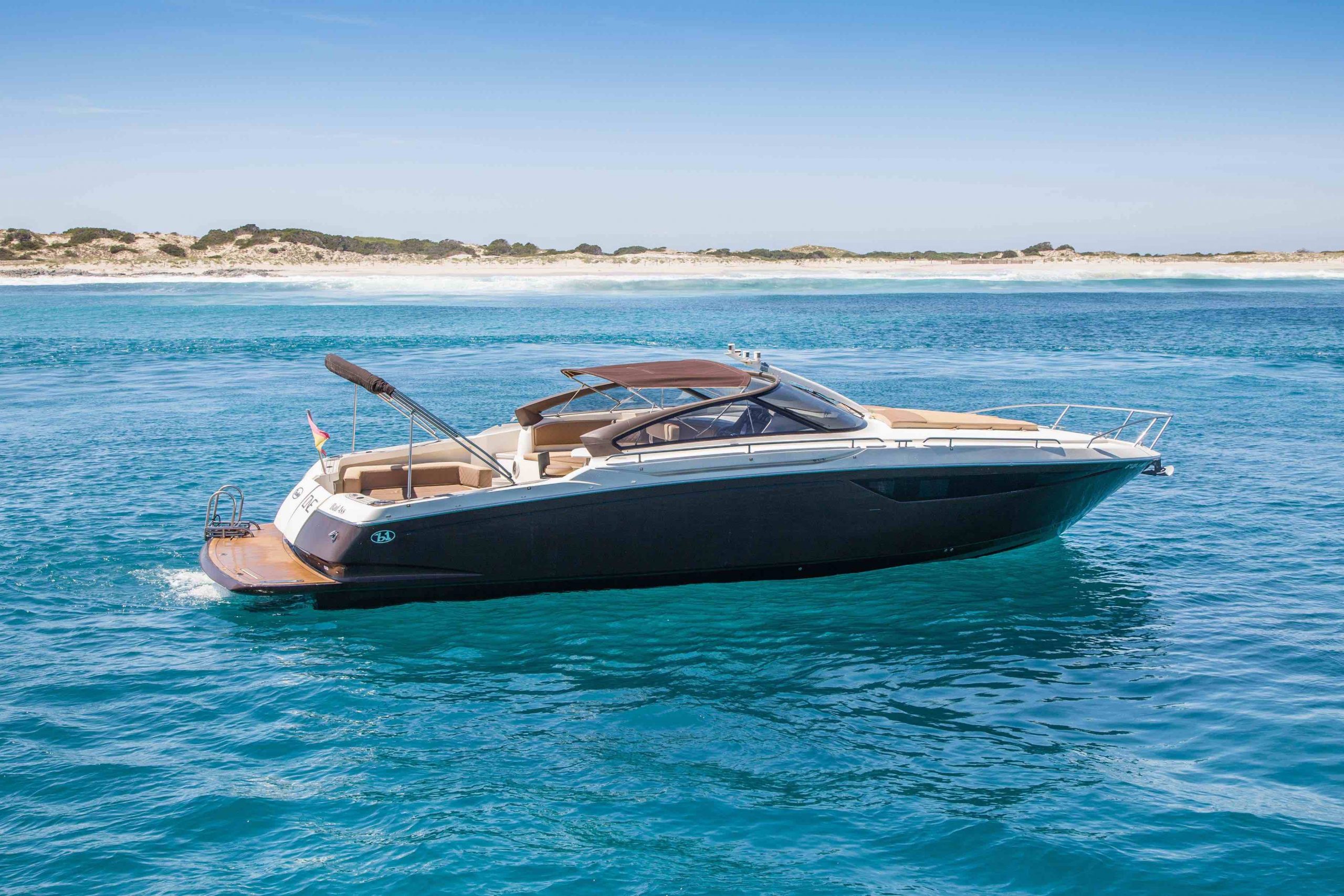 Bad Ass Baia One 44 is a 14m yacht fully-equipped for a great vacation in the Balearic Islands.